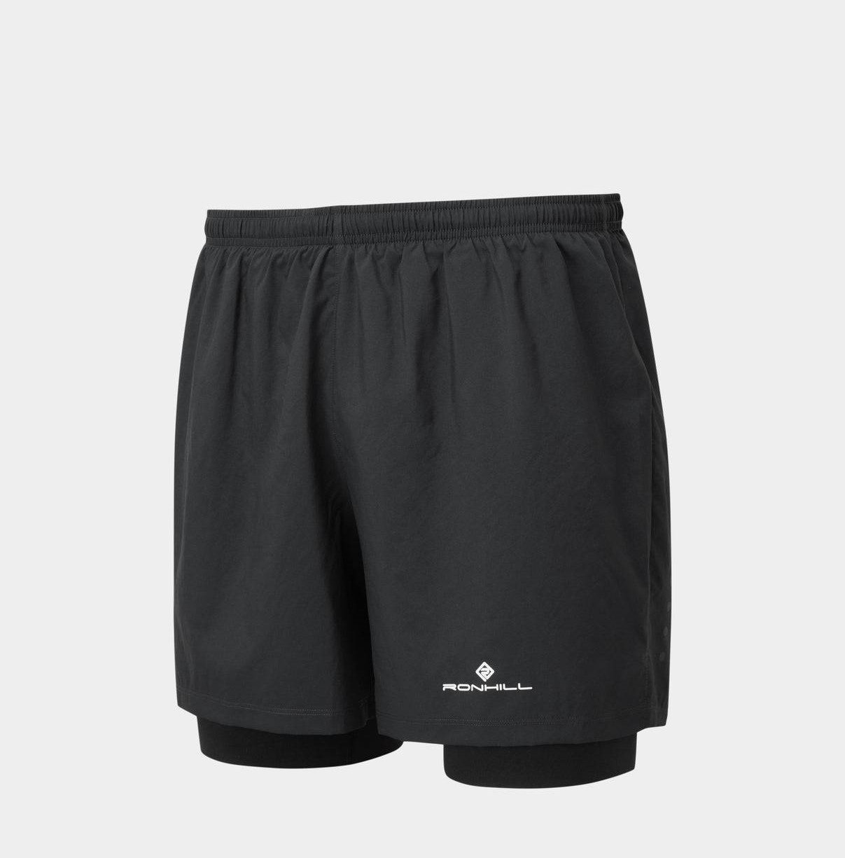 Lightweight black running shorts with reflective logo